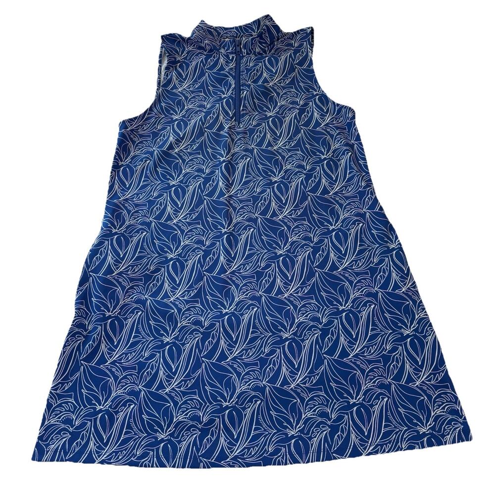 Tommy Bahama Racquet & Paddle Dress Blue Tropical Sleeveless 1/4 Zip Sz XL
